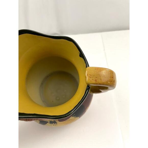 VTG Ceramic Farmhouse Rooster Checkered Pitcher with Spout Handle - Picture 9 of 12